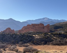 Garden of the Gods from Mesa Overlook on bike. Colorado Springs, Colorado. December, 2025.