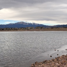 Pikes Peak from Wolf Lake, Colorado Springs, Colorado. January, 2026.